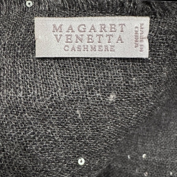🆕💕Venetta Cashmere Scarf Sheer Sequins & Frayed Edges • DRK GREY • UNISEX • NWOT - Picture 4 of 5